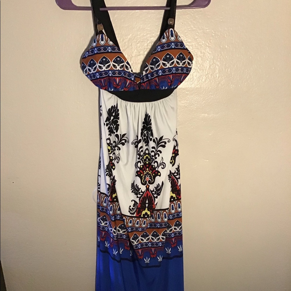 Tribal Halter Dress - Polyester - Spandex - S